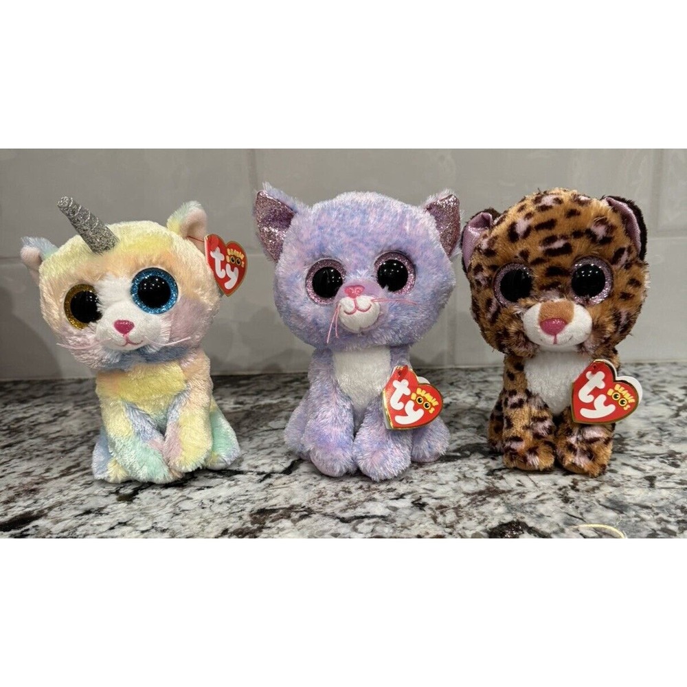 Lot Of Three Beanie Boos, Patches, Heather, And Cassidy